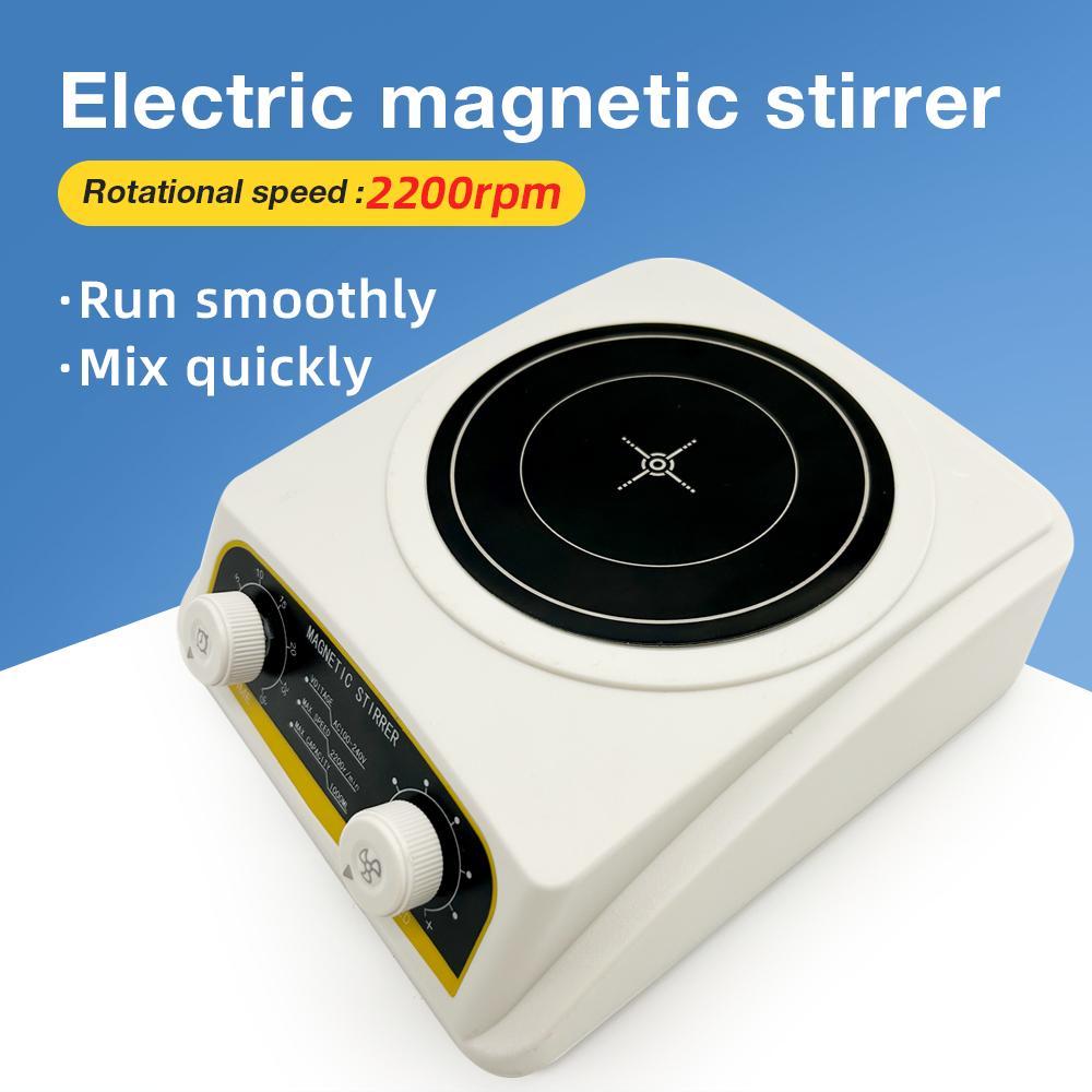 Agitateur Magnétique de Laboratoire 1L Minuteur Contrôle de Vitesse Agitateur Mini Plaque Agitatrice Mélangeur 0-2200 tr/min Réglable Machine d'Agitation Prise UE UK US