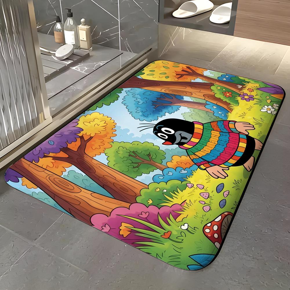 Cartoon K-Krtek Floor Mat Soft Flannel Entrance Door Mat Non Slip Absorbent Bathroom Bedroom Floor Rug