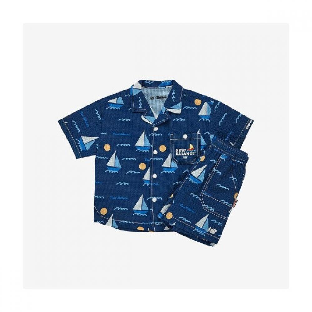 

New Balance Kids Beach Lounge Boys Seersucker Shirt Set Up Nk9ye2601u 9 (99)Mix/140