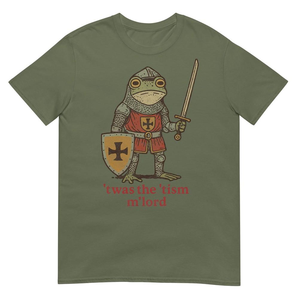 Funny Twas The Tism Mlord Medieval Knight Frog Tsim Tshirt