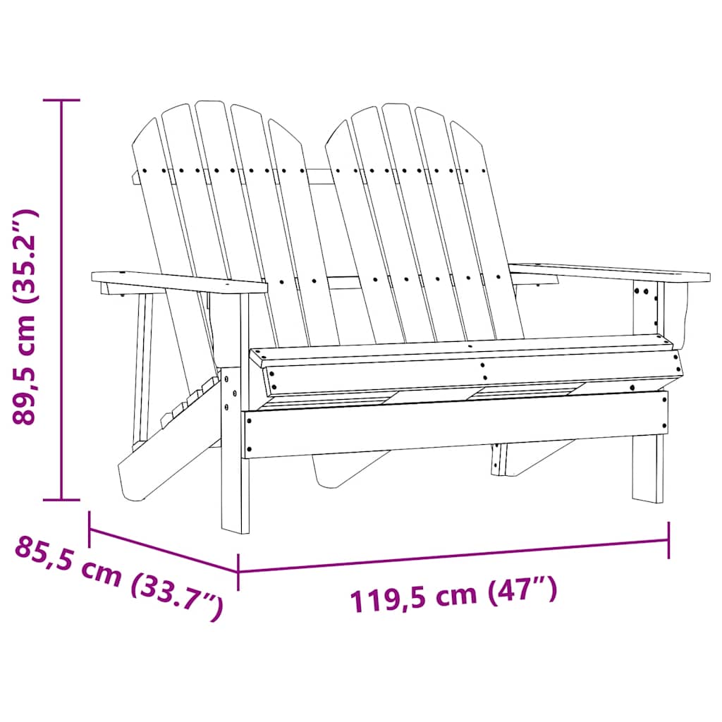 Vidaxl 2-Seater Adirondack Garden Chair, Fir, Brown