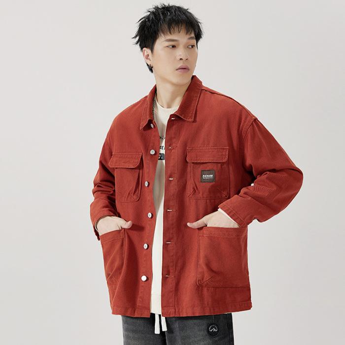 American Heavy Retro Denim Jacket Men'S Loose Large Size Trendy Handsome Tooling Jacket Trendy Brand