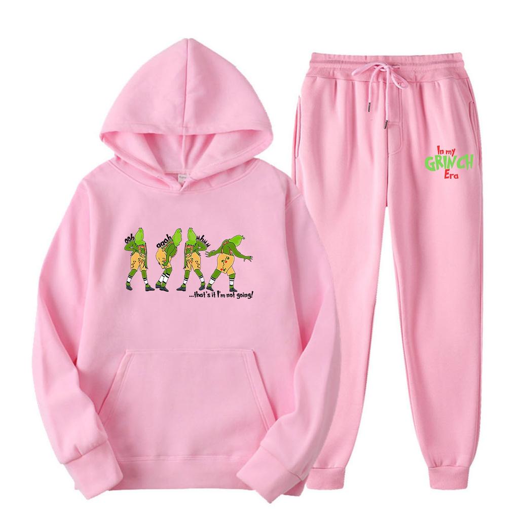 Women's Hooded Sports Tracksuit Unisex Two-Piece Running Outfits Long Sleeve Pullover Hoodies Sweatshirt+Sweatpants Set