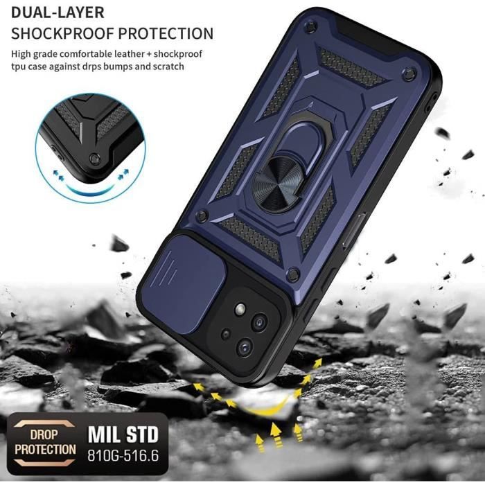 Coque de Protection - PROSHOP - Samsung A22 5G - Rigide - Verre Trempé - Bleu Marine
