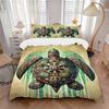 3pcs Turtle Artwork Duvet Cover Set - Includes 1 Duvet Cover and 2 Pillowcases, No Quilt Core, All-Season Home Decor Yy251111034