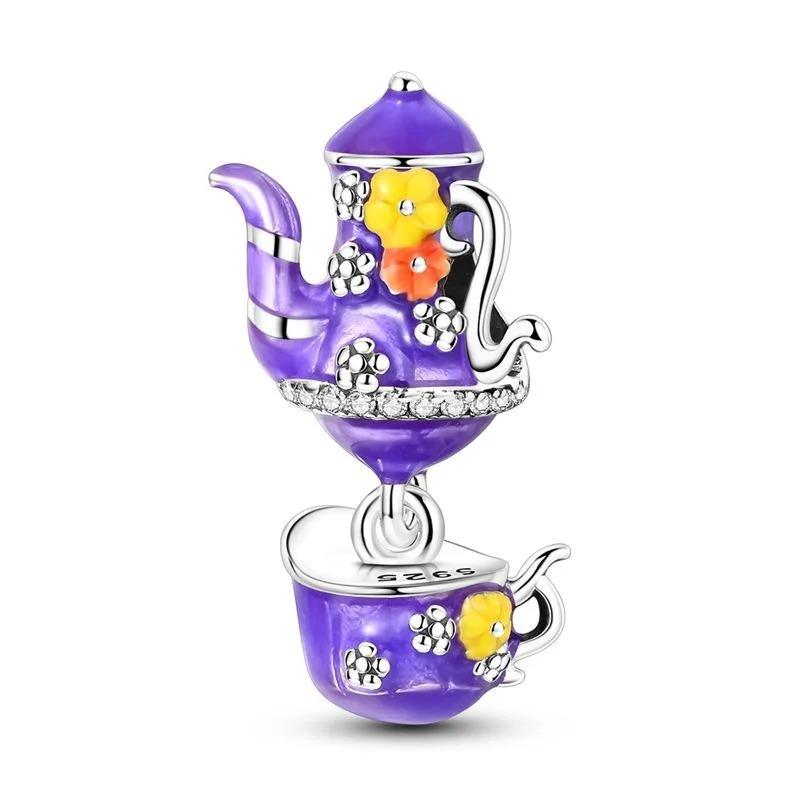 925 Silver Coffee Cup Charm Bead for DIY Bracelets Necklaces Pendants Handmade Jewelry Gift for Women Men