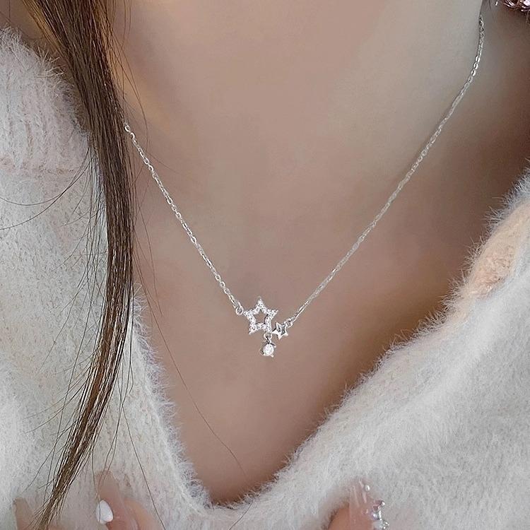 Necklace Women'S Diamond Pentagram Strength Chain Women'S Light Luxury Premium Versatile Temperament Clavicle Chain