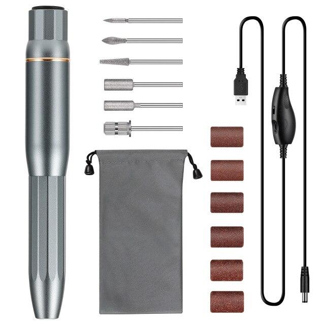 

Электрическая дрель для ногтей, 20000 об/мин, фреза, аппарат для маникюра, инструменты для дизайна ногтей, гель-лак, шлифовка ногтей, педикюрные пилочки usb серебряный