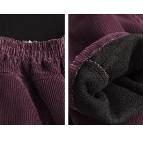Corduroy Pants Padded Thickened Autumn Winter New High Waist Loose Solid Color Splicing Warm Harlan Fashion Trousers Large Size