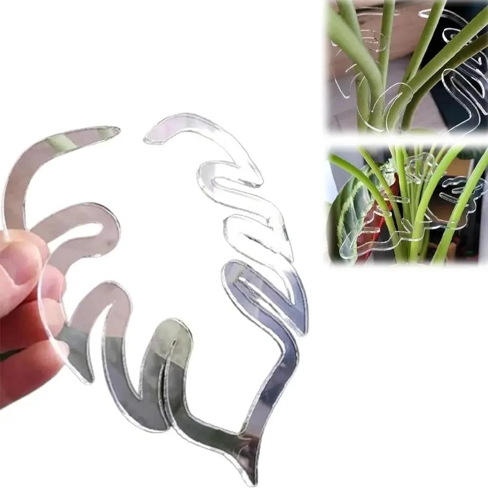 Schildkrötenpanzer Bambusklemme Wiederverwendbarer Klarer Kunststoff Pflanzenstielstützhalter für Zimmer- und Außenpflanzen für Blumenliebhaber