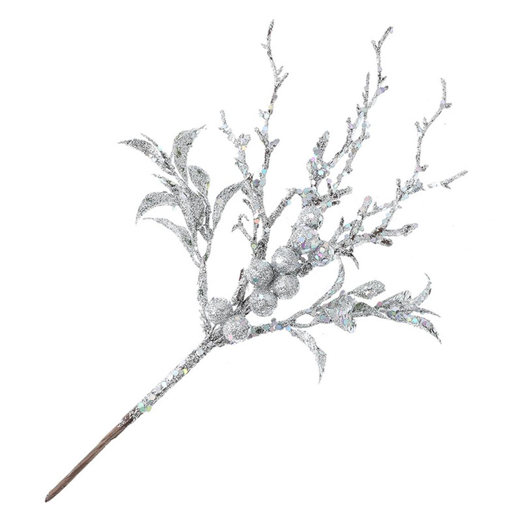 1pcs Berry Christmas Artificial Picks Stems Tree Berries Flowers Glitterfake Hollystem Wreath Pine Xmas Branches Pick