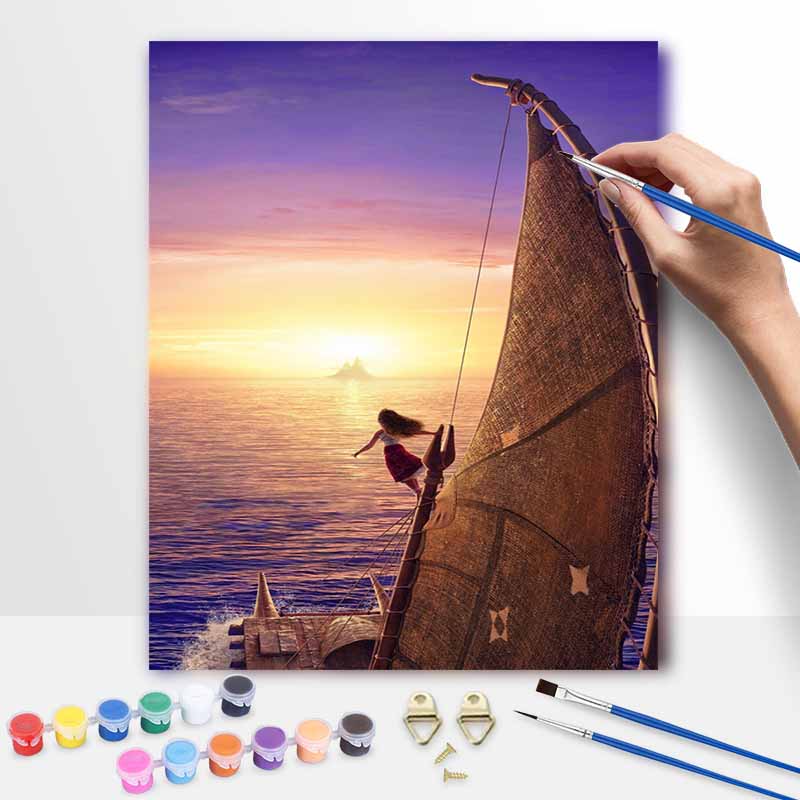 Disney Moana Ocean Voyage Oil Painting Kit Home Decor Gift 20x30cm