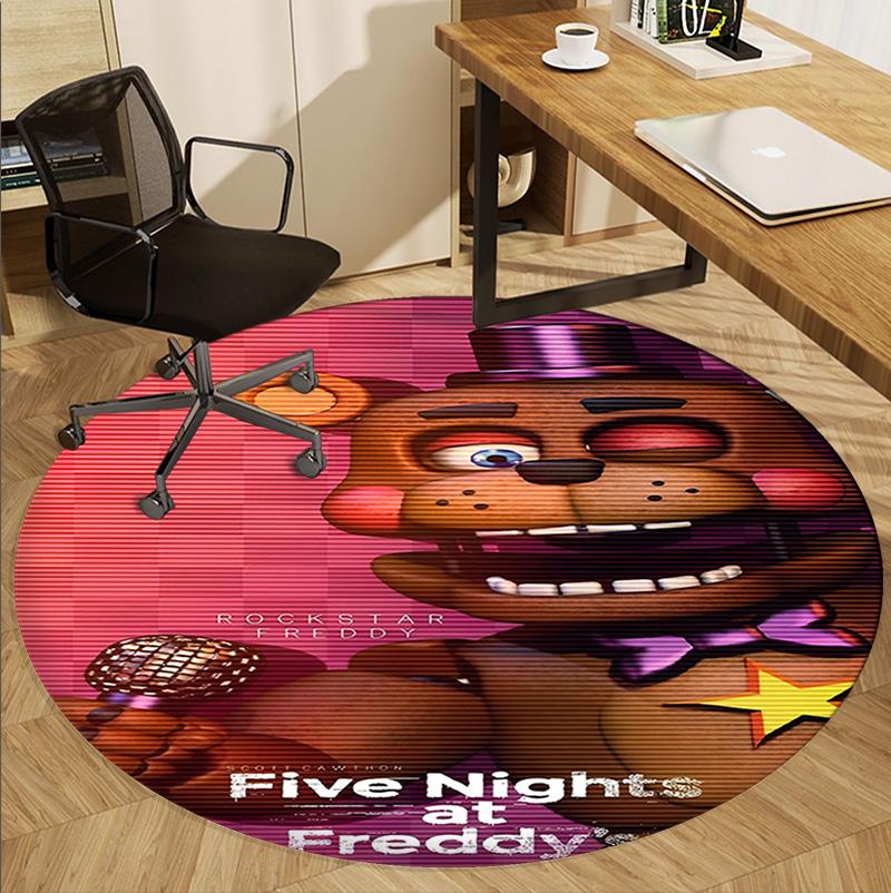 Five Nights at Freddy's Pattern Round Rug, Indoor/Outdoor Mat, for Picnic, Gameroom, Bedroom, Office, Living Room, Home Decor Carpet, Birthday Gift