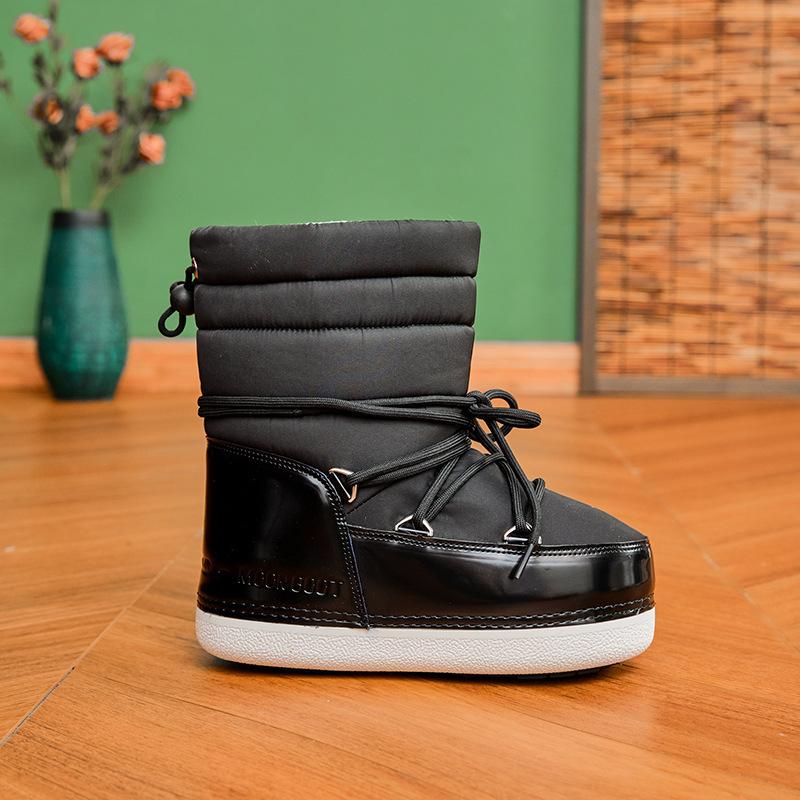 Waterproof and non-slip space boots 2025 winter new short tube thickened thermal cotton shoes big snow boots women