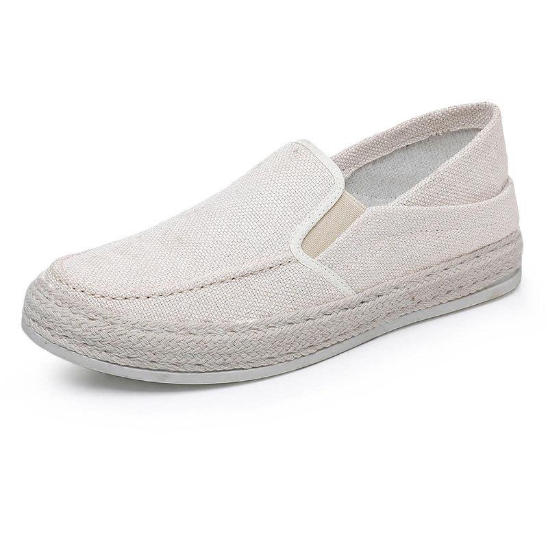 Chaussures d'homme en lin printemps et été nouvelles simples rétro chaussures de pêcheur chaussures d'homme une pédale respirantes plates chaussures paresseuses