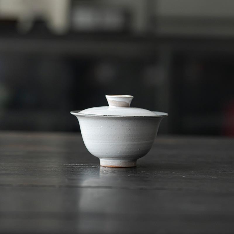 Japanese-style handmade powder lead ercai cover bowl, ceramic tea maker, anti-scalding large tea cup, tea bowl, respect tea