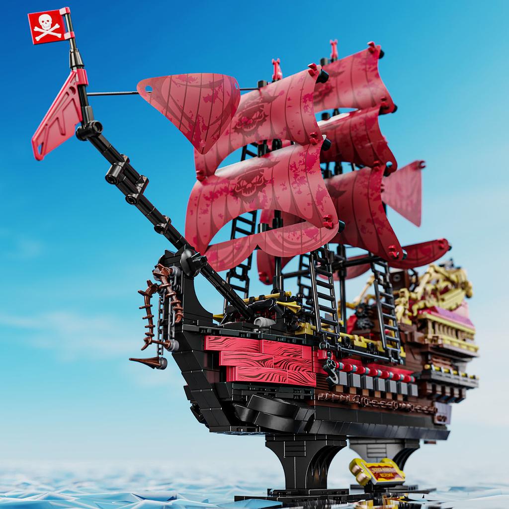 1898 Stück Piraten der Queen Anne's Revenge Kriegsschiff Bausteine Bootssteine Karibik MOC Zusammenbau Spielzeug für Kinder Geburtstagsgeschenke