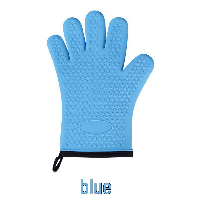 Hitzebeständige Anti-Verbrühungs-Ofenhandschuhe - Baumwollgepolstert, Silikon, Verlängertes Fünf-Finger-Design für den Küchengebrauch