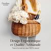 Panier - CREATIVE HOME - Osier Champignons - Osier naturel tressé main - Ficelles amovibles lavables - 43x33x40 cm