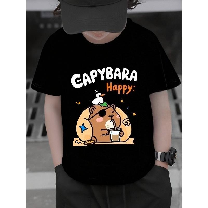 Europäische Größen Jungen T-Shirt Druck Design Kunst, Ideal für Outdoor-Aktivitäten, Weiches Gestricktes Oberteil, Bequem Und Atmungsaktiv, Geeignet für den Sommer