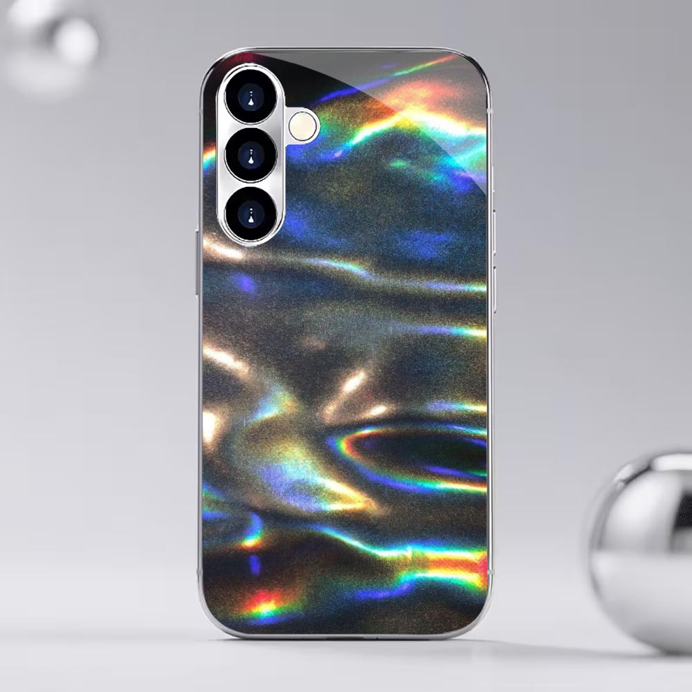 Colorful waves PhoneCase High-end Electroplating Glass PhoneCase for Samsung Galaxy S26 S25 S24 S23 S22 S21 FE,Ultra,Plus