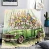1Pc Seasons truck Print Flannel Blanket, High quality Comfortable for All Seasons, Home Decor, Warmth and Comfort, Perfect for Christmas Gifts