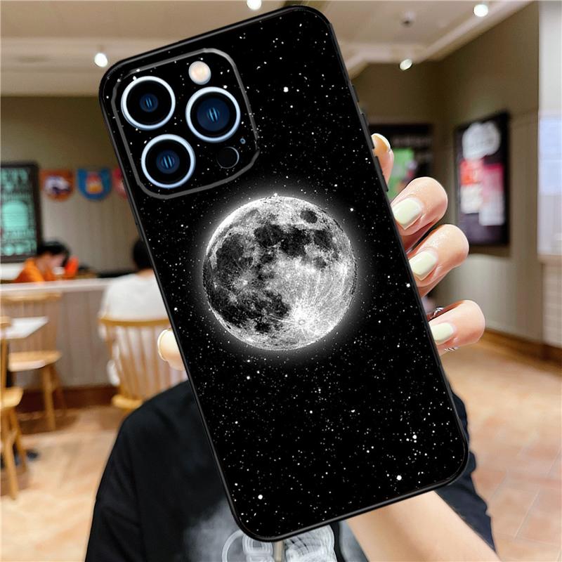 Moon Stars Space Case For iPhone 17 Pro Max 16 15 14 11 12 13 Mini Plus 16e 17 Air Bumper Cover Accessories