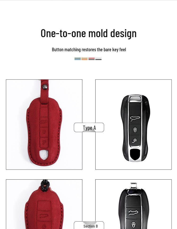 Porsche Key Case Protective Shell for Cayenne, Panamera, Macan, 911, 718 - Full Wrap High-End Buckle.