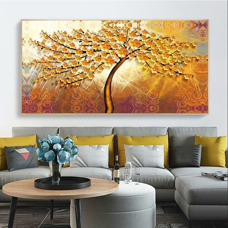 Pintura de flores de paisaje de viento, decoración de arte de la pared, decoración minimalista nórdica, póster, imagen, pintura para decoración del hogar y sala de estar