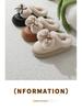 Waterproof Leather Bow Fur Women's Slippers - Thick, Cute, Relaxing Cotton Indoor/Outdoor Shoes