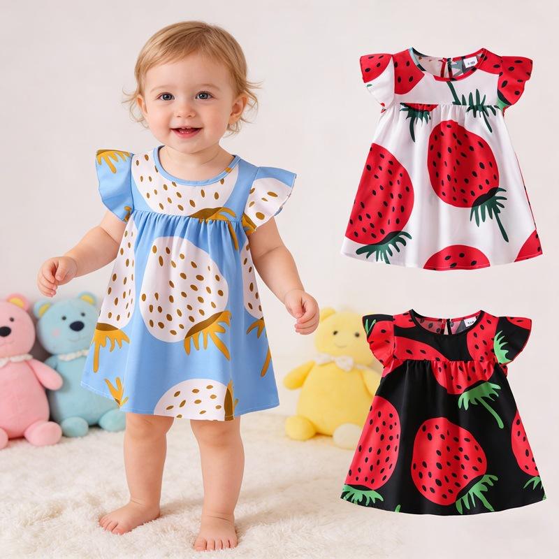 Children's Strawberry Dress: Summer Printed Sweet Princess Dress for Girls