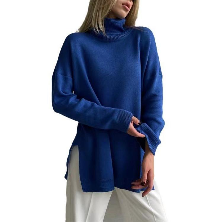 Autumn Winter Women Loose Knit Sweater High Neck Warm Comfortable