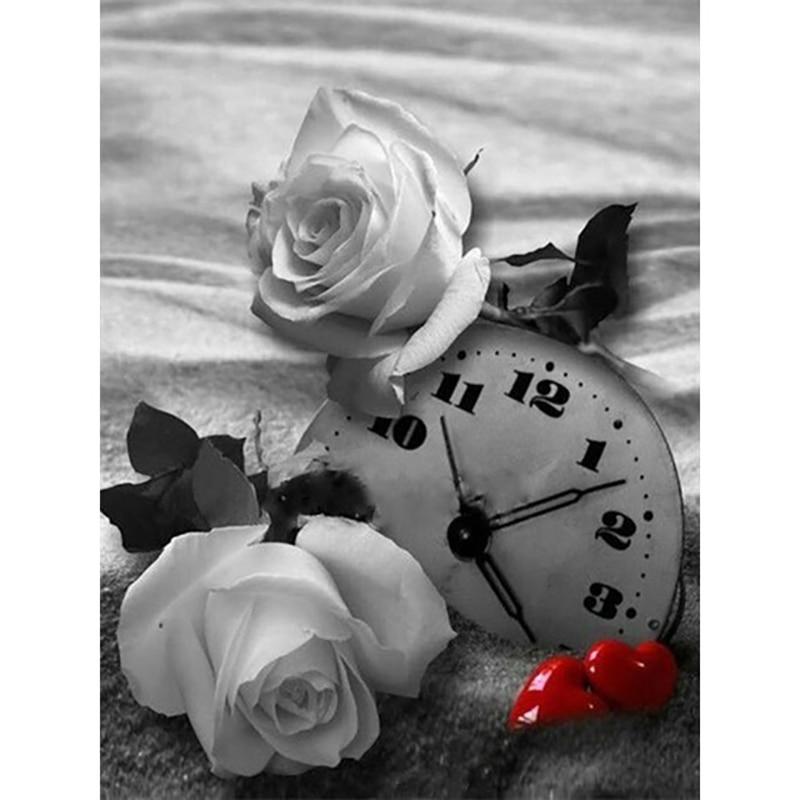 

5D алмазная живопись черный и белый красный вид на улицу Алмазная вышивка картины горный хрусталь полная круглая Алмазная мозаика подарок Full Round 40x50cm