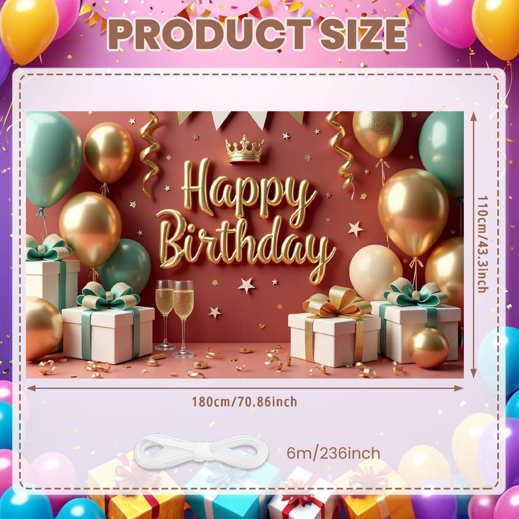 Birthday Event Display Luxurious Birthday Photo Background Display Golden Crown Birthday Party Banner For Private Party