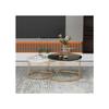 Table basse moderne gigogne, table basse en lot de 2, cadre doré