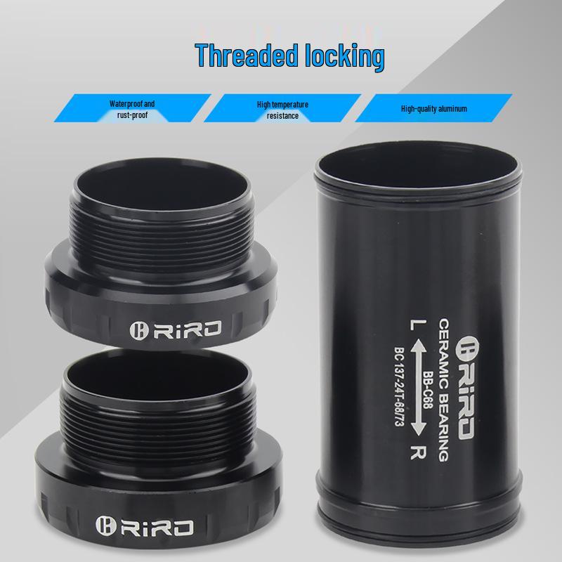 RIRO BB68 Ultra-light Ceramic Bearing Bicycle Bottom Bracket Crankset, Threaded Hollow Design.