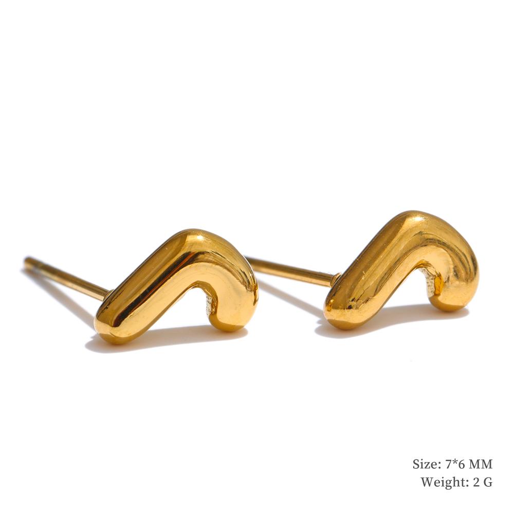 Yhpup 26 Initial Letter A-Z Stainless Steel Gold Color Stud Earrings 18K PVD Waterproof Plated Daily Versatile Basic Jewelry