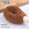 Natural Coconut Palm Long Handle Pot Scrub Brush - 2 Pack