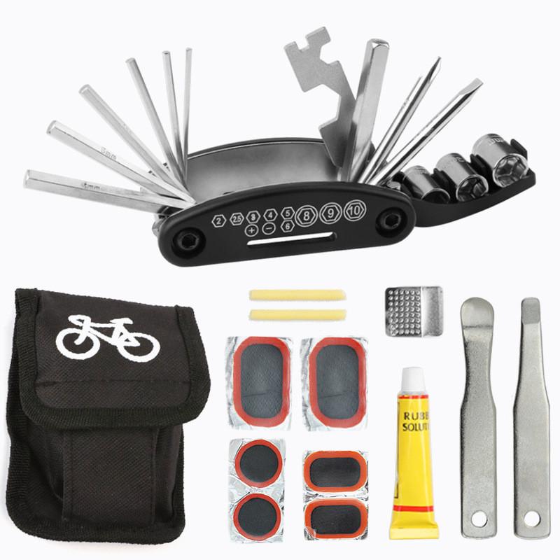 Bicycle Repair Kit 16 In 1 Multitool Set For Mountain And Road Bike Maintenance