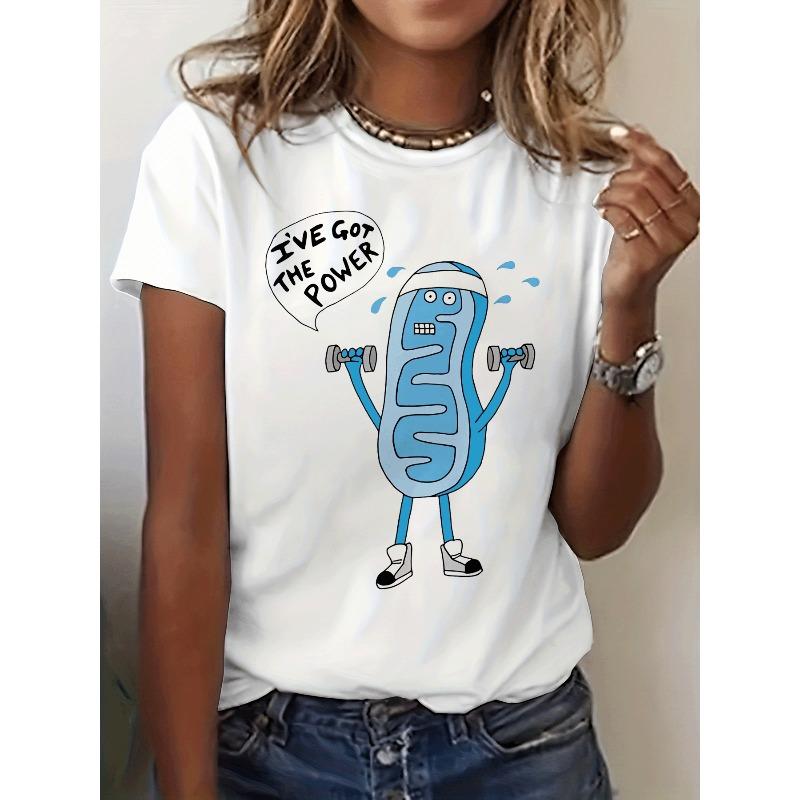 

Humorous Graphic Tee Featuring Mitochondria, Perfect for Casual Wear in Spring And Summer, Designed for Women S белый