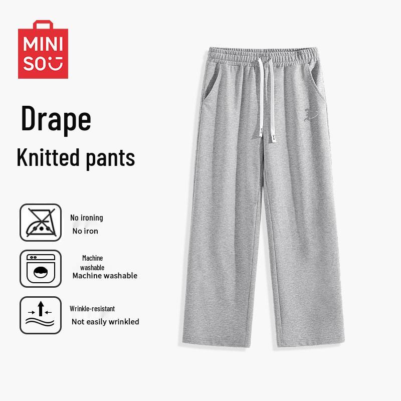 

MINISO Men s American Retro Knit Straight-Leg Casual Pants L