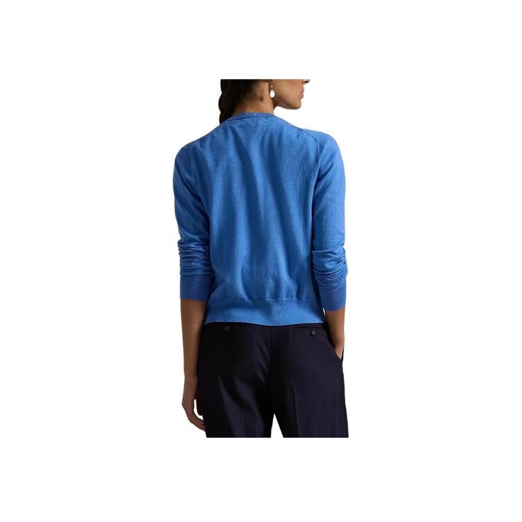 Polo Ralph Lauren Solid Color Logo Embroidered Long Sleeve Knit Top Women tops Blue WMPOSWENDW20368-400