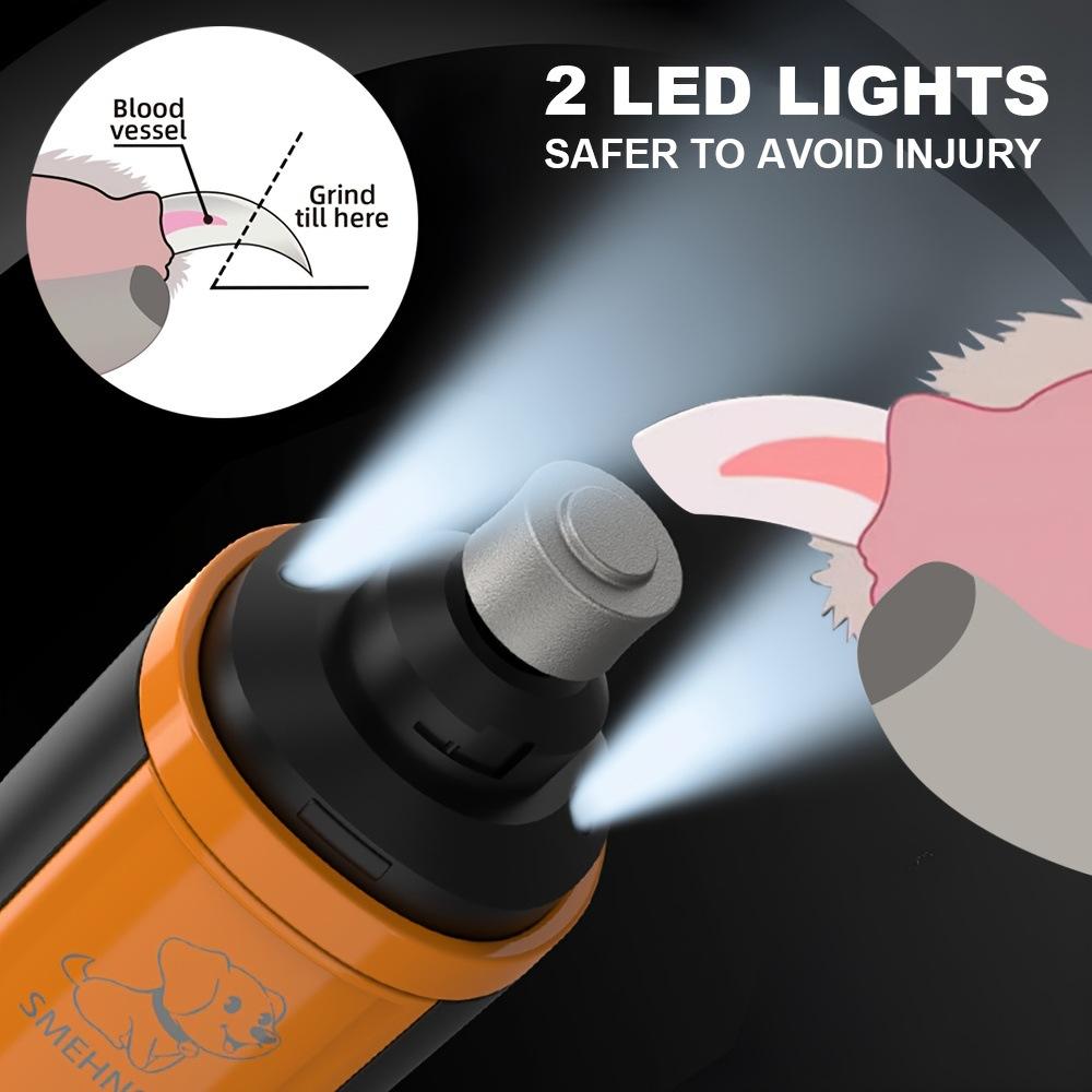 Electric Dog Nail Grinder 5-Speed Quiet Dog Nail Trimmer with LED Light Adjustable Safety Guard Rechargeable Cordless for Small To Large Dogs & Cats