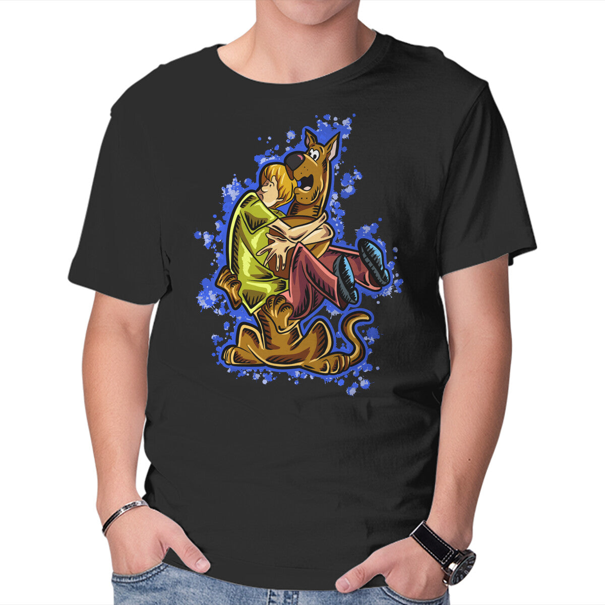 Unisex Crew Neck T-Shirt Please Hug Me Graphic Short Sleeve Casual Tee S