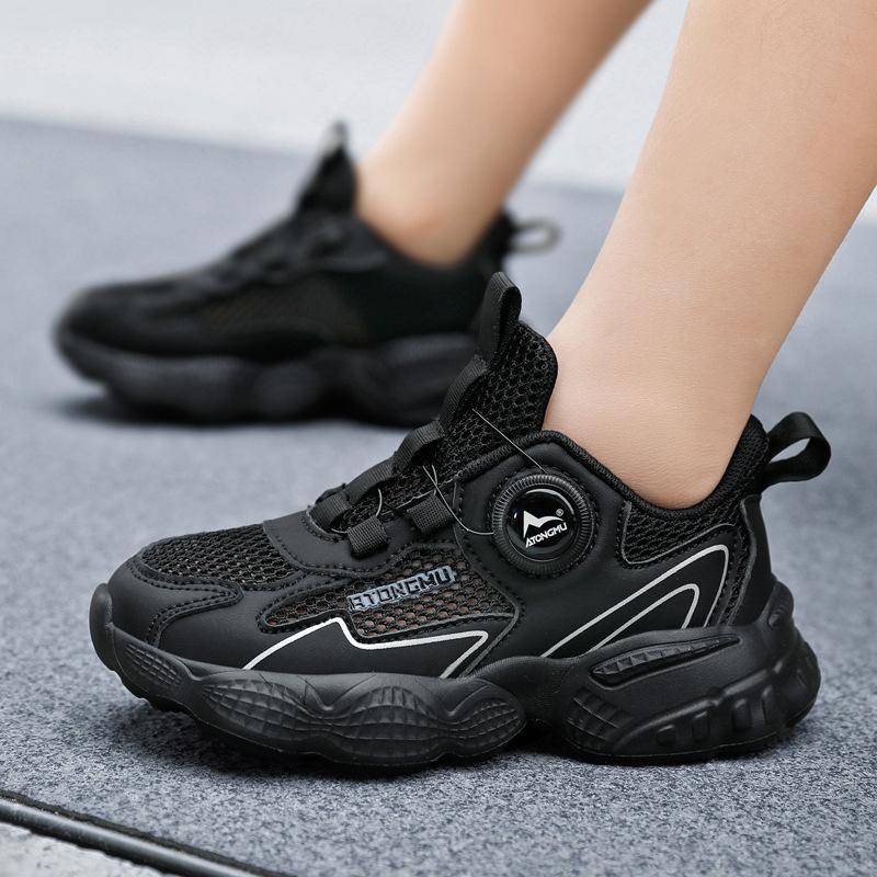Kids' Breathable Mesh Rotating Buckle Sneakers Non-slip Chunky Casual Sports Shoes