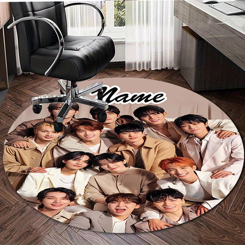 Personalized K-Kpop Team Round Chair Office Rug - Perfect for Mat, Office Chair & More - Ideal Gift for Birthdays and Holidays