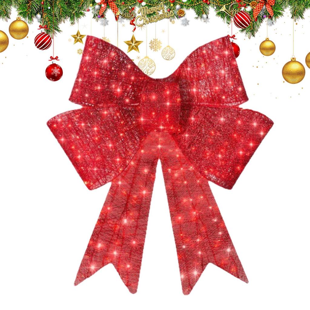 60cm Christmas Big Bow with Light Wreath Wall Door Hanging Home DIY Decoration 2025 Xmas Navidad 2026 New Year Party Supplies