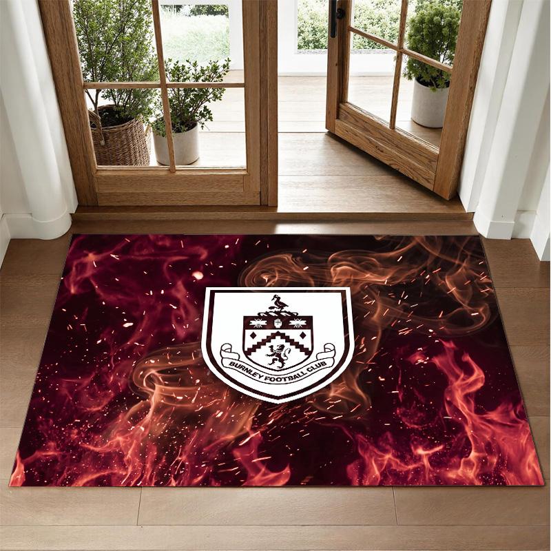Burnley Football Design Crystal Velvet Rug Soft Decorative Mat for Bedroom Entrance