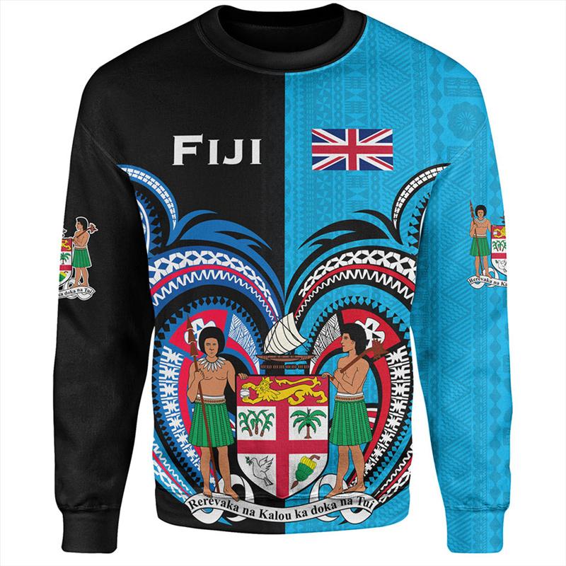 Autumn 3D FIJI National Flag Printed Hoodies Fashionable Casual Sports Long Sleeved Men's Hoodies