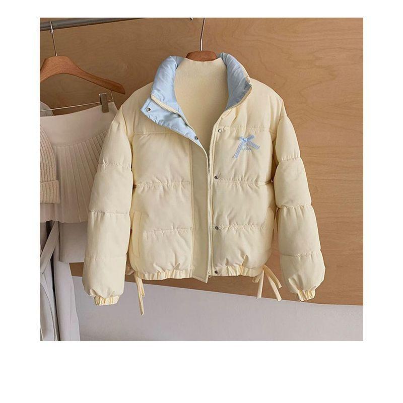 Bow winter loose cotton-padded jacket women's fashion small bread clothes new sweet